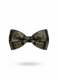 Luxury Black and Gold Greek Key Medallion Men's Bow Tie