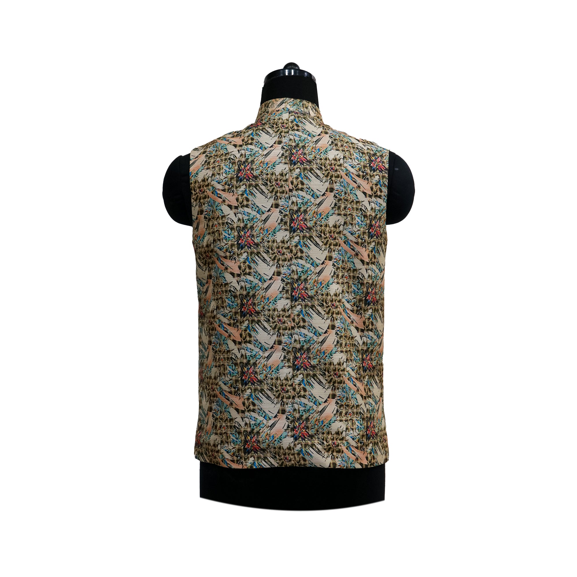 Men’s Multicolor Heritage Print Nehru Jacket with Ivory Kurta  Pajama – Festive Elegance
