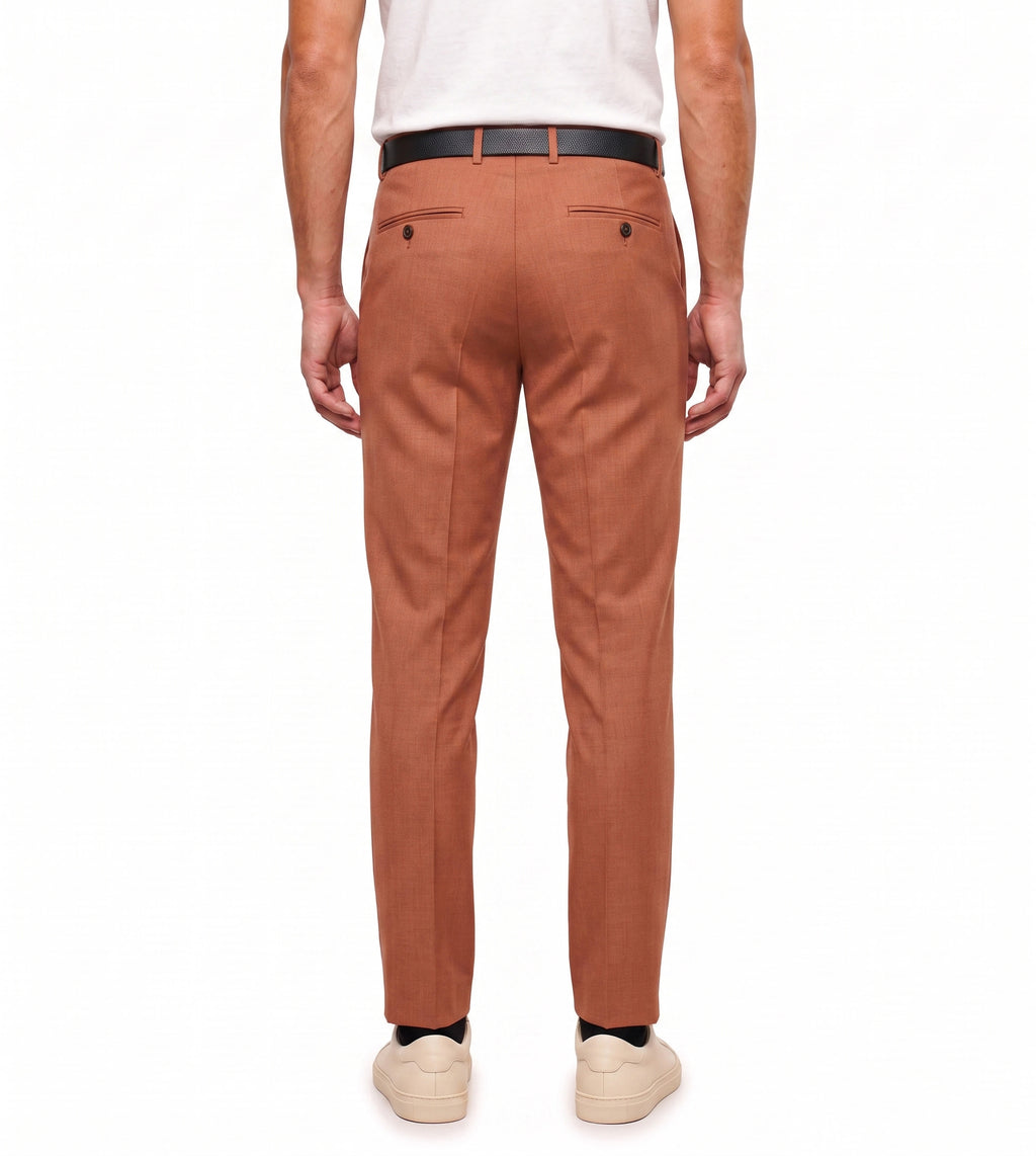 Men's Slim Fit Dress Pants Comfortable Stretch Formal Trousers Terracotta Orange
