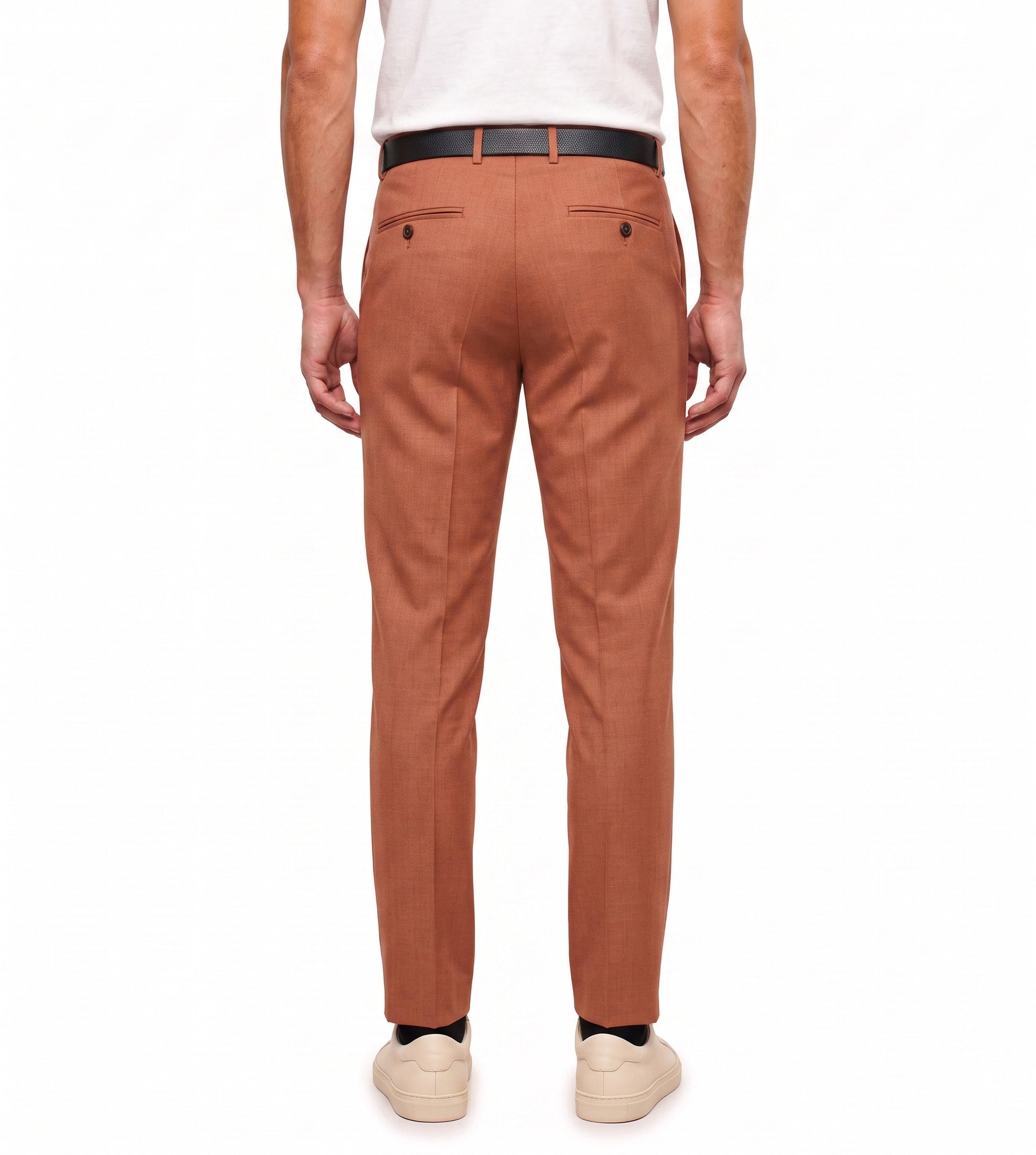 Men's Slim Fit Dress Pants Comfortable Stretch Formal Trousers Terracotta Orange