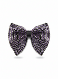 Luxurious Purple and Silver Beaded Bow Tie Fashion Accessory
