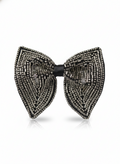 Striking Silver and Black Beaded Chevron Luxury Bow Tie