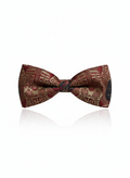 Luxury Burgundy Red and Gold Geometric Oriental Men's Bow Tie