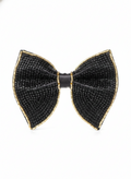 Sophisticated Black and Gold Beaded Bow Tie Luxury Accessory
