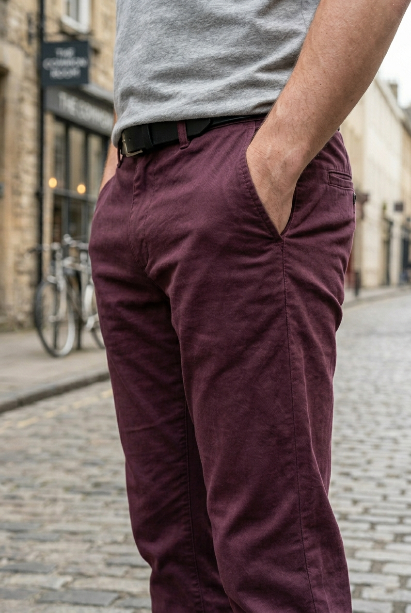 Slim-Fit Wine Cotton Chinos - Premium Men's Trousers