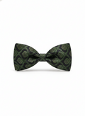 Luxury Forest Green and Black Geometric Men's Bow Tie