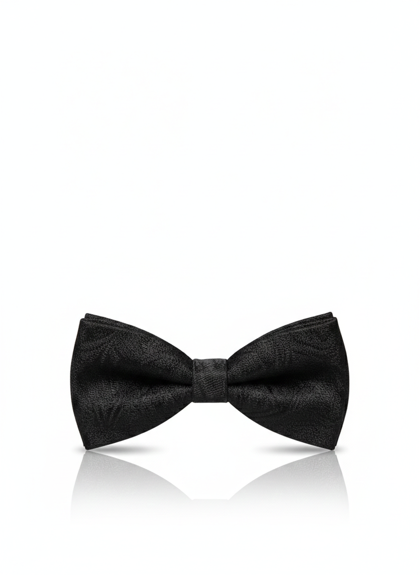 Classic Solid Black Textured Paisley Pattern Men's Bow Tie