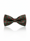 Elegant Burgundy and Green Geometric Pattern Silk Men's Bow Tie