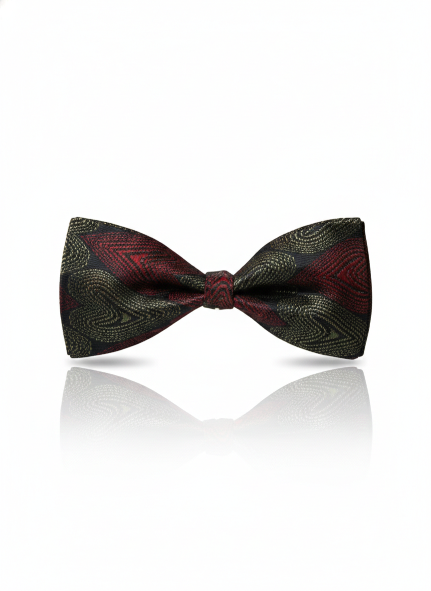Luxury Crimson Red and Gold Heart Geometric Men's Bow Tie