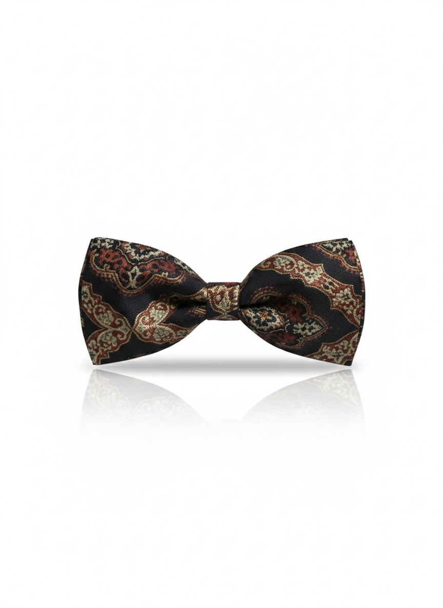 Luxury Copper and Charcoal Black Baroque Men's Bow Tie