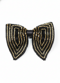 striking Gold and Black Beaded Chevron Statement Bow Tie