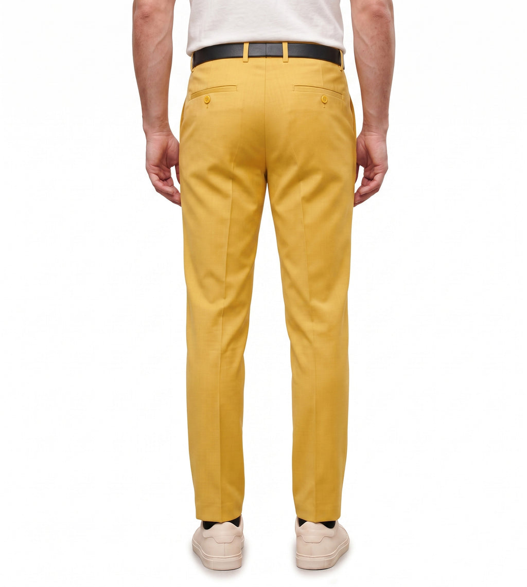Men's Slim Fit Dress Pants Comfortable Stretch Formal Trousers Mustard Yellow
