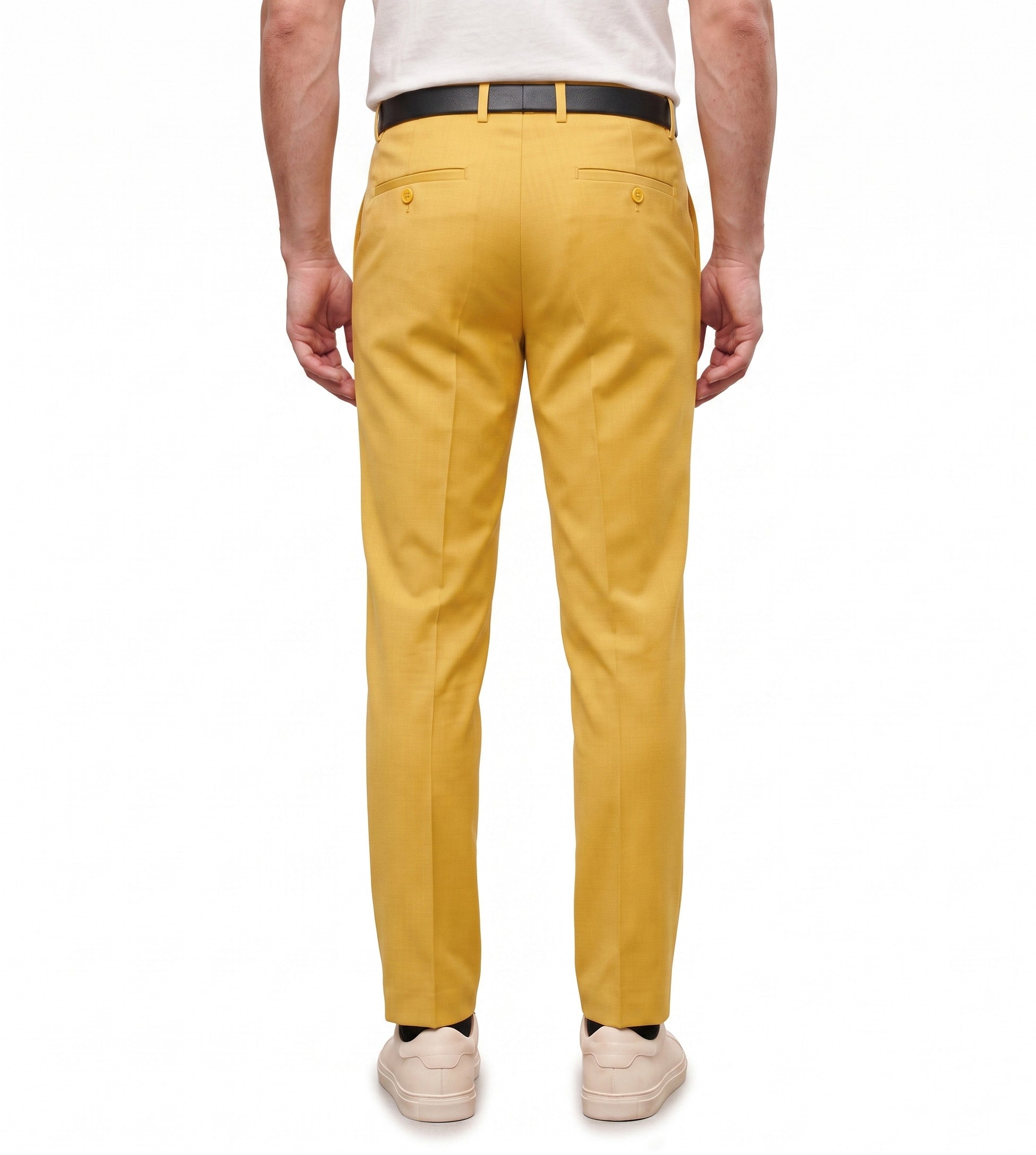 Men's Slim Fit Dress Pants Comfortable Stretch Formal Trousers Mustard Yellow