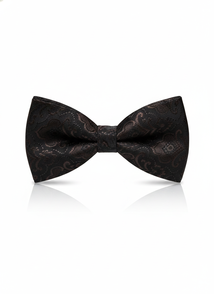 Luxury Espresso Brown and Black Paisley Men's Bow Tie