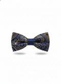 Luxurious Blue and Gold Paisley Pre-Tied Formal Bow Tie
