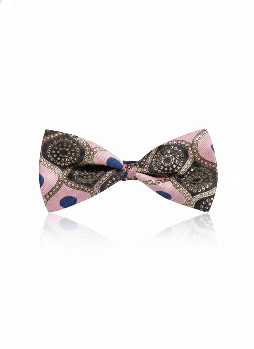 Charming Pink And Black Medallion Pattern Men's Bow Tie