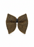 Magnificent Gold and Black Beaded Bow Tie Statement Luxury Accessory