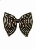 Striking Gold and Black Beaded Chevron Statement Bow Tie