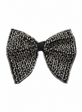 Stunning Black Bowtie with Textured Silver Bugle Bead Mosaic