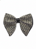 Sophisticated Black Bowtie with Striped Silver Bugle Beadwork Pattern
