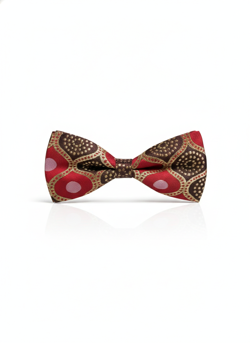 Artistic Crimson Red and Brown Abstract Men's Bow Tie