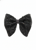 Sophisticated Black Bowtie Embellished with Jet Black Bugle Beads