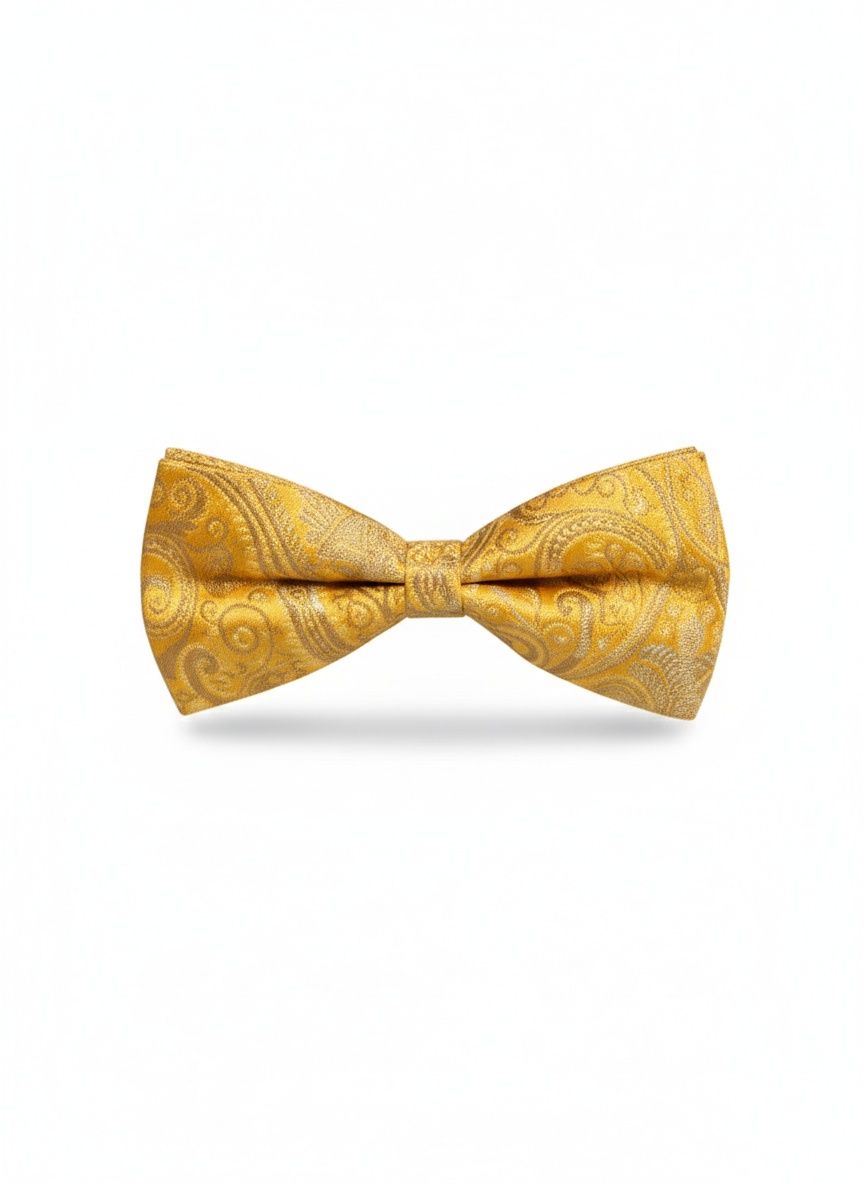 Luxury Marigold Yellow and Gold Paisley Men's Bow Tie