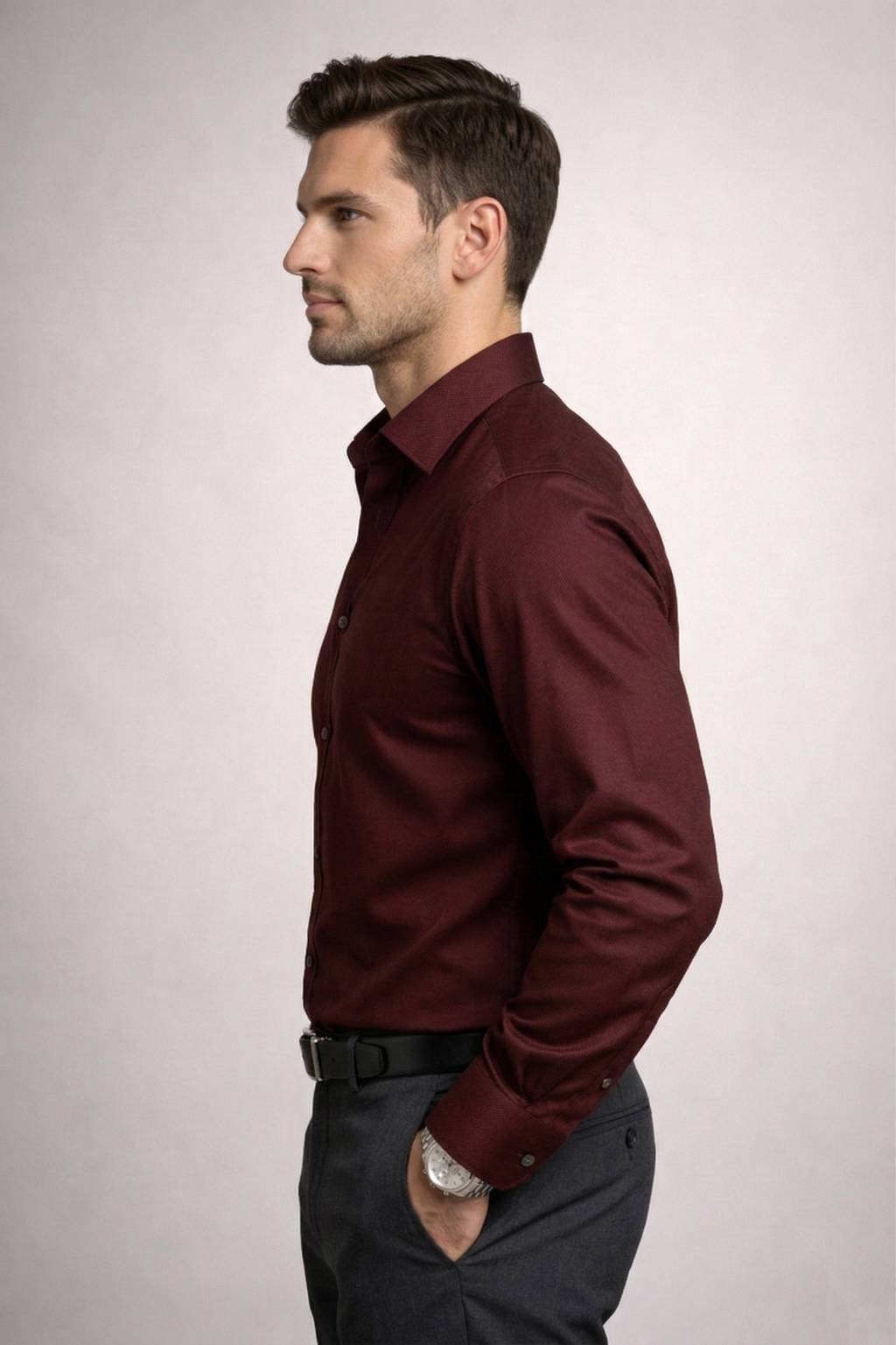 Men’s Maroon Formal Shirt | Premium Slim Fit Full Sleeve Shirt for Men | Cotton Blend Office Wear & Party Wear Shirt
