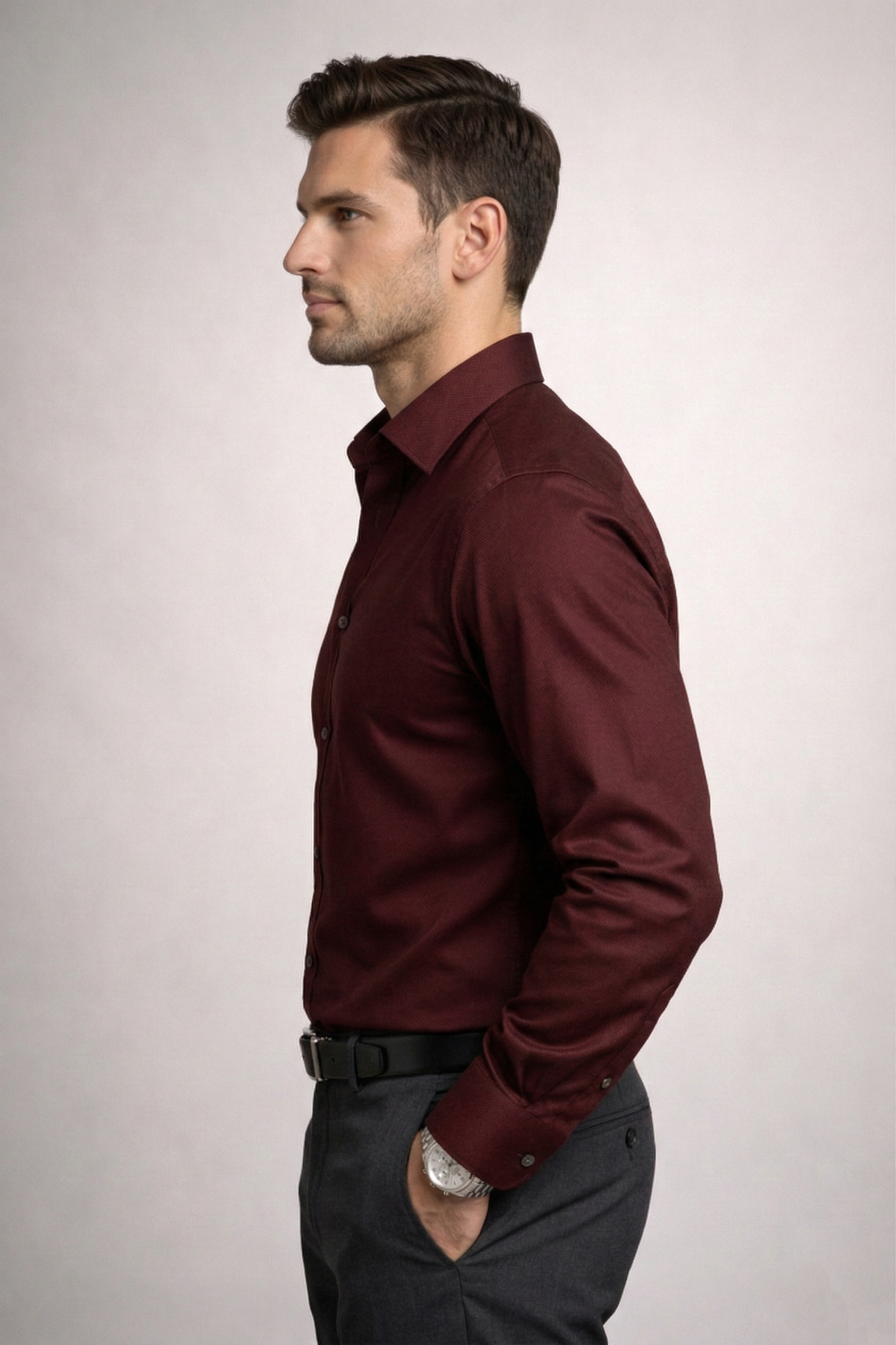 Men’s Maroon Formal Shirt | Premium Slim Fit Full Sleeve Shirt for Men | Cotton Blend Office Wear & Party Wear Shirt