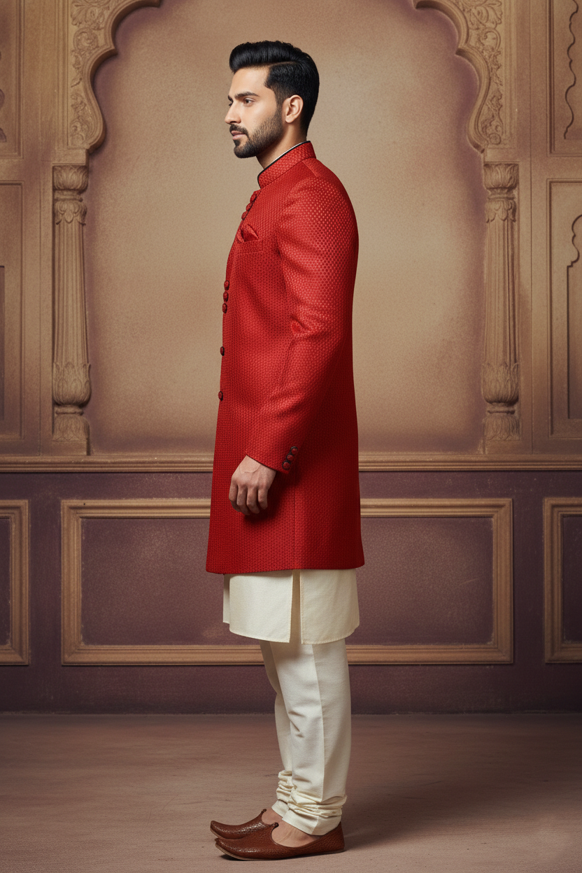 Royal Textured Indo-Western & Embroidered Sherwani Set