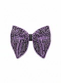 Exquisite Purple and Black Beaded Bow Tie Statement Accessory