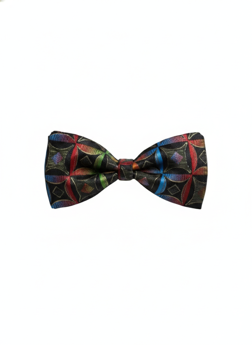 Vibrant Multicolor Geometric Mosaic Men's Silk Bow Tie