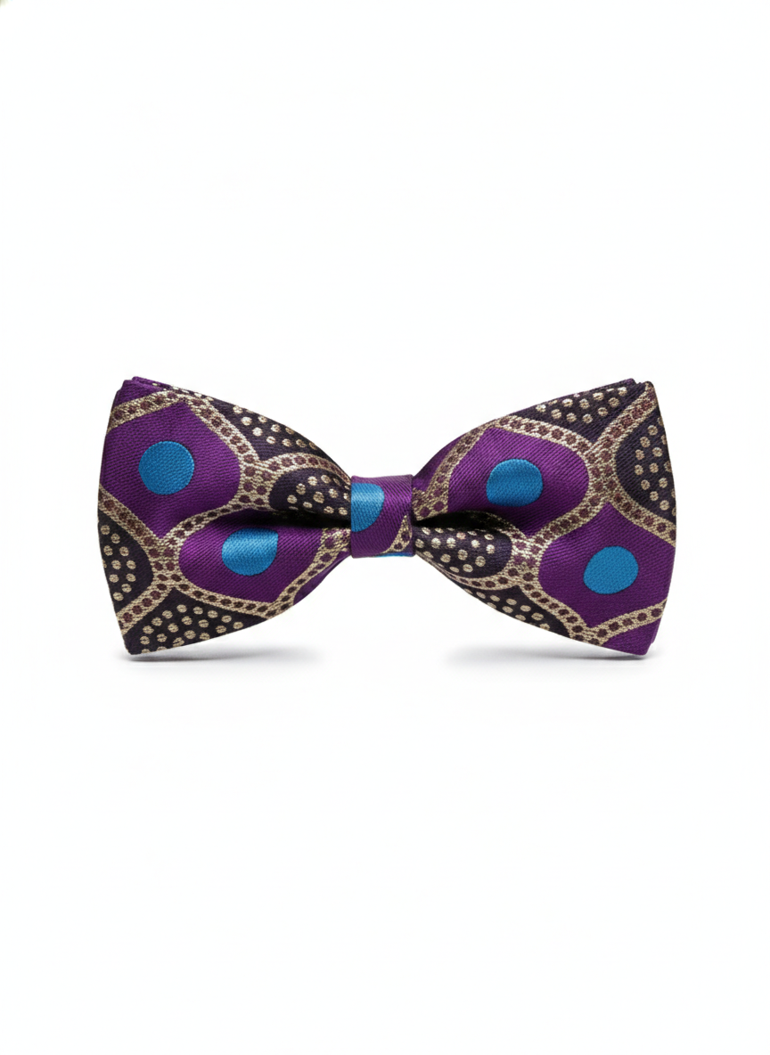 Artistic Royal Purple and Blue Abstract Men's Bow Tie