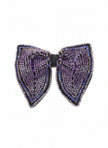 Luxury Black Bowtie with Purple and Blue Geometric Beadwork