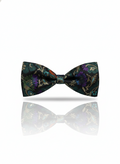 Elegant Black Bow Tie with Multicolored Floral Jacquard Pattern
