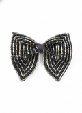 Elegant Silver and Black Beaded Chevron Bow Tie Accessory