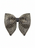 Exquisite Black Bowtie with Geometric Bronze Bugle Beads