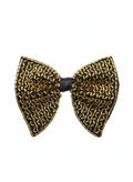 Stunning Black Bowtie with Textured Gold Bugle Bead Mosaic
