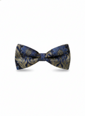 Luxury Royal Blue and Antique Gold Floral Men's Bow Tie
