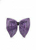 Luxury Black Bowtie with Radiant Purple Geometric Beadwork