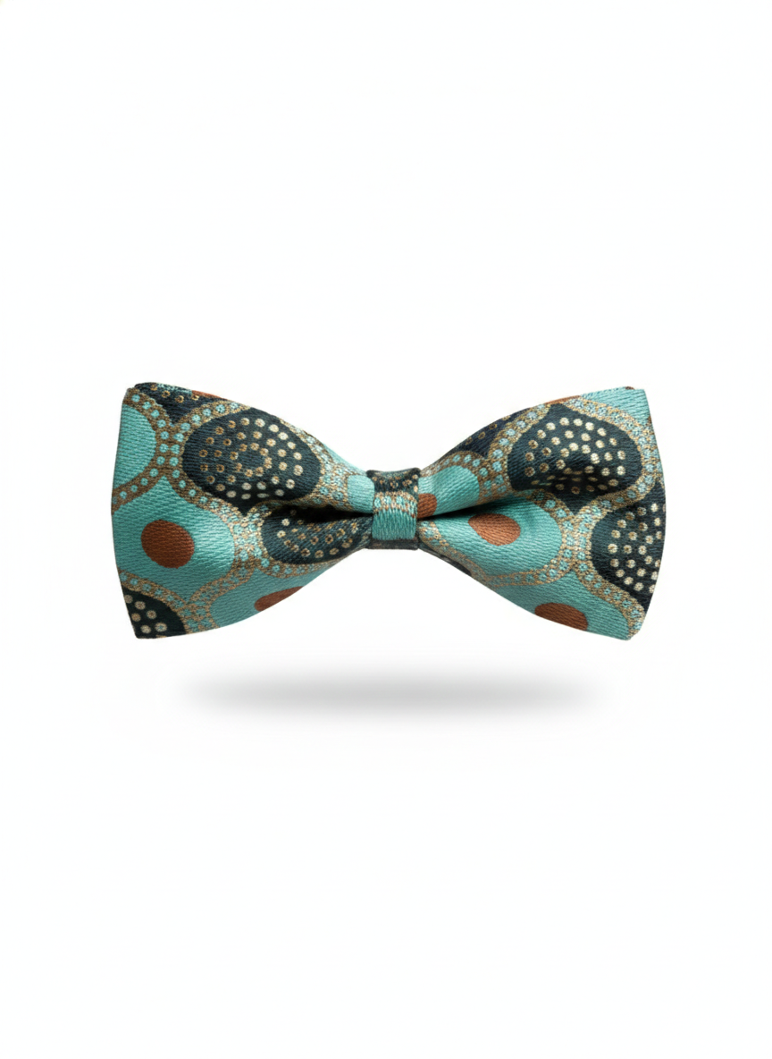 Artistic Mint Teal and Terracotta Abstract Men's Bow Tie