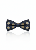 Classic Navy Blue And Gold Polka Dot Men's Bow Tie