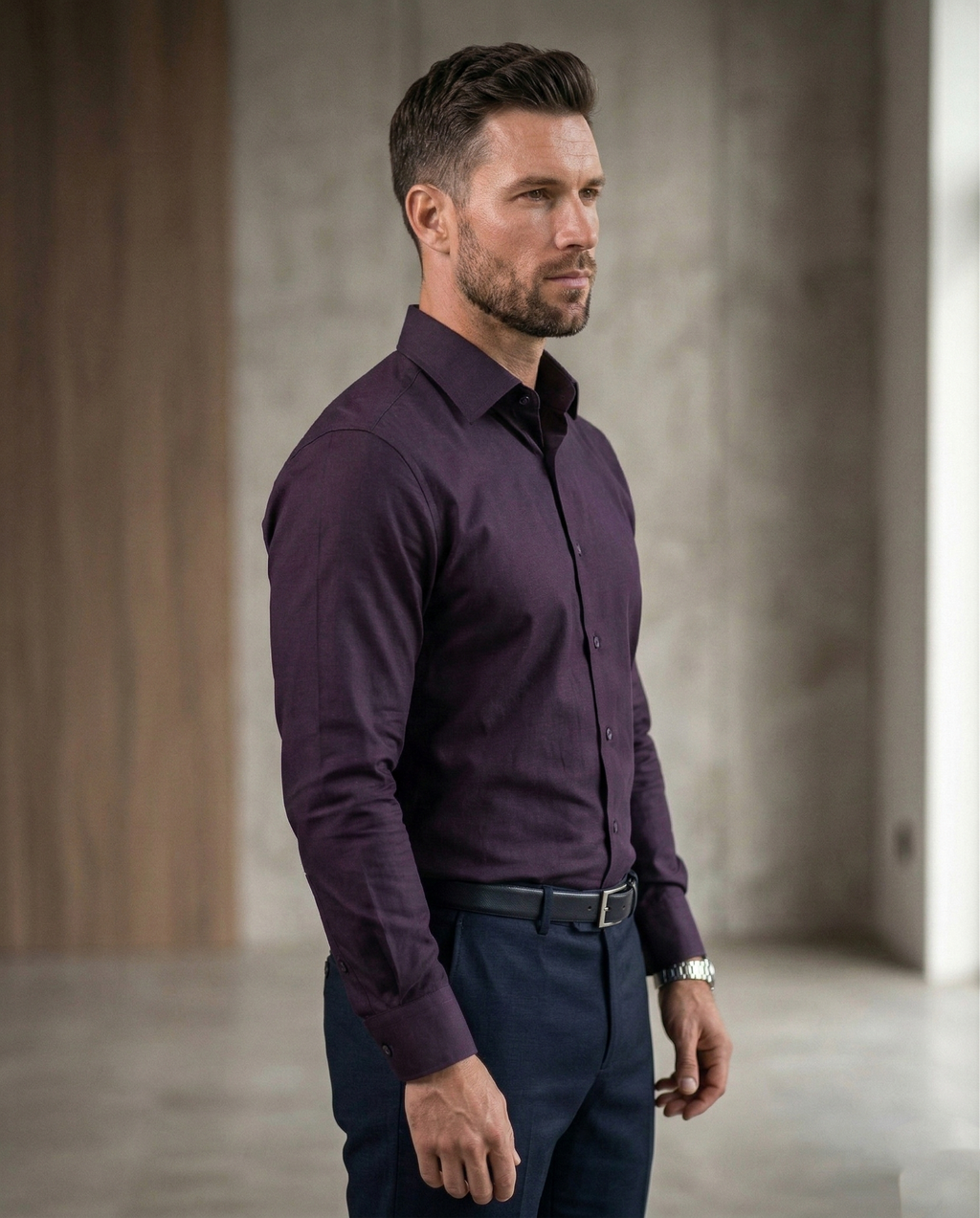Men's Dark Purple Formal Shirt | Premium Cotton Blend | Slim Fit Office & Party Wear | Long Sleeve Button Down Shirt for Men