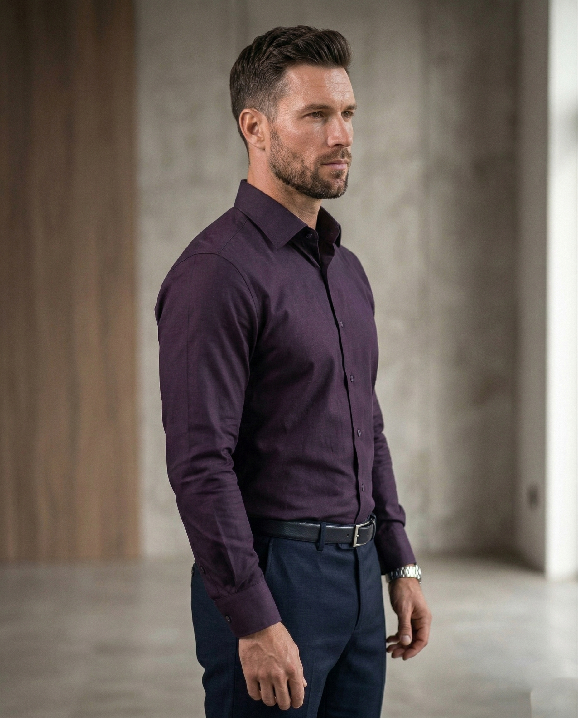 Men's Dark Purple Formal Shirt | Premium Cotton Blend | Slim Fit Office & Party Wear | Long Sleeve Button Down Shirt for Men