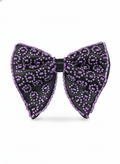 Chic Black Bowtie Featuring Purple Leopard Print Beadwork Pattern