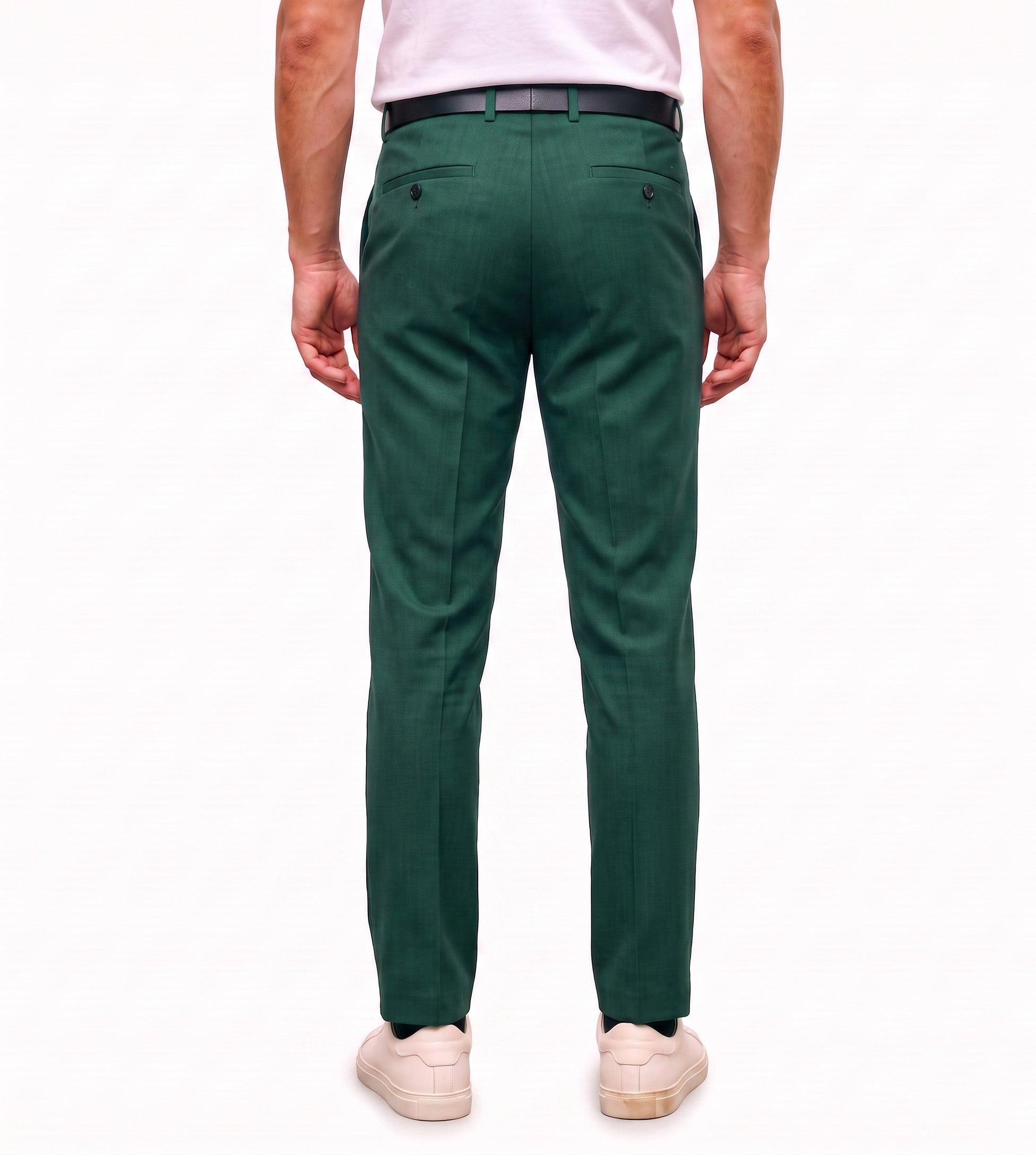 Men's Slim Fit Dress Pants Comfortable Stretch Formal Trousers Emerald Green