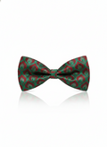 Elegant Red and Green Geometric Pattern Silk Bow Tie