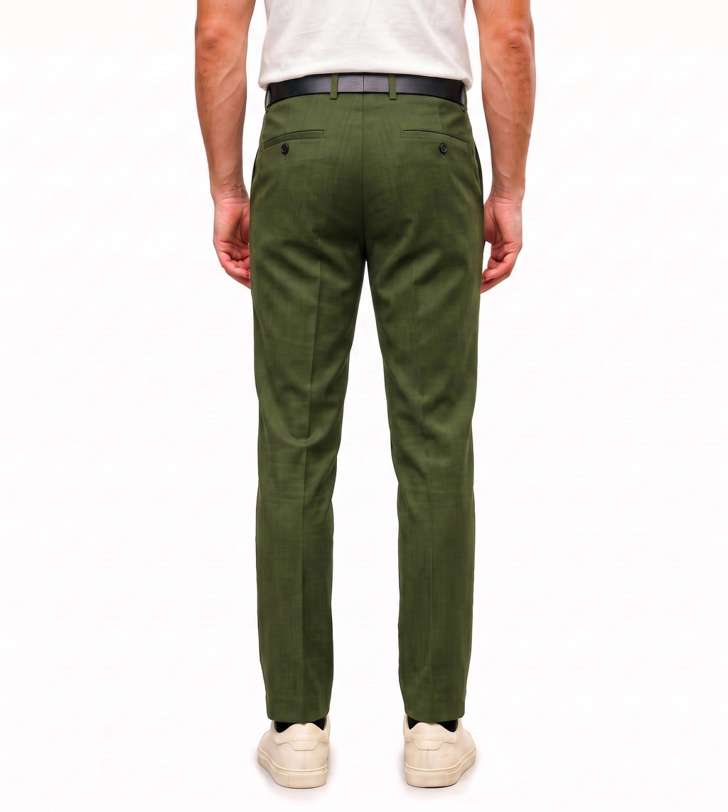 Men's Slim Fit Dress Pants Comfortable Stretch Formal Trousers Olive Green