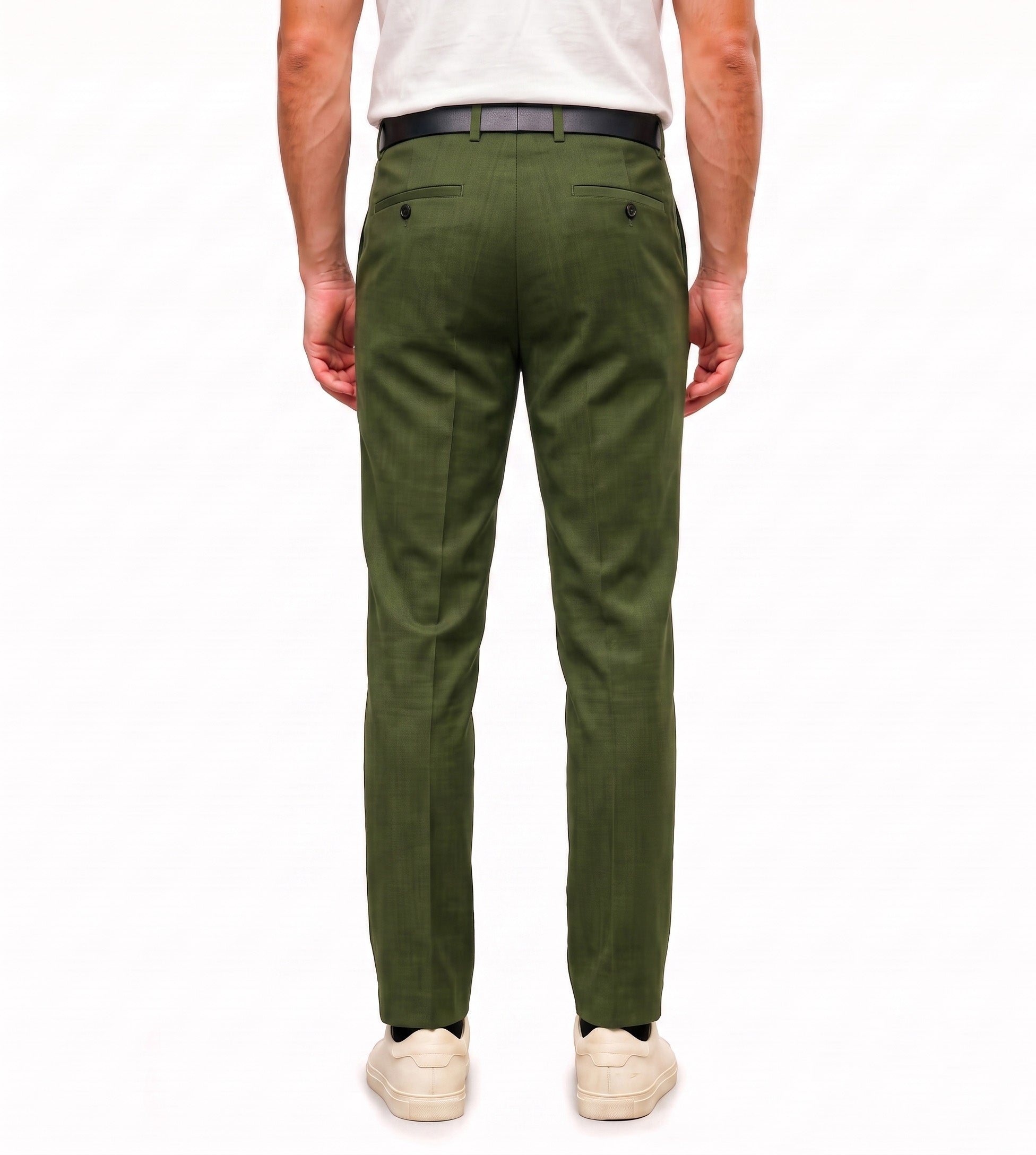 Men's Slim Fit Dress Pants Comfortable Stretch Formal Trousers Olive Green