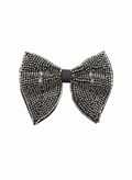 Sophisticated Black Bowtie with Radiant Silver Bugle Bead Embellishments